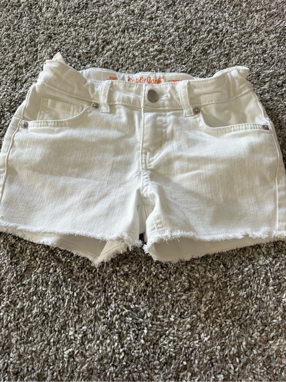 Cat & Jack White Denim Frayed Hem Girls Shorts